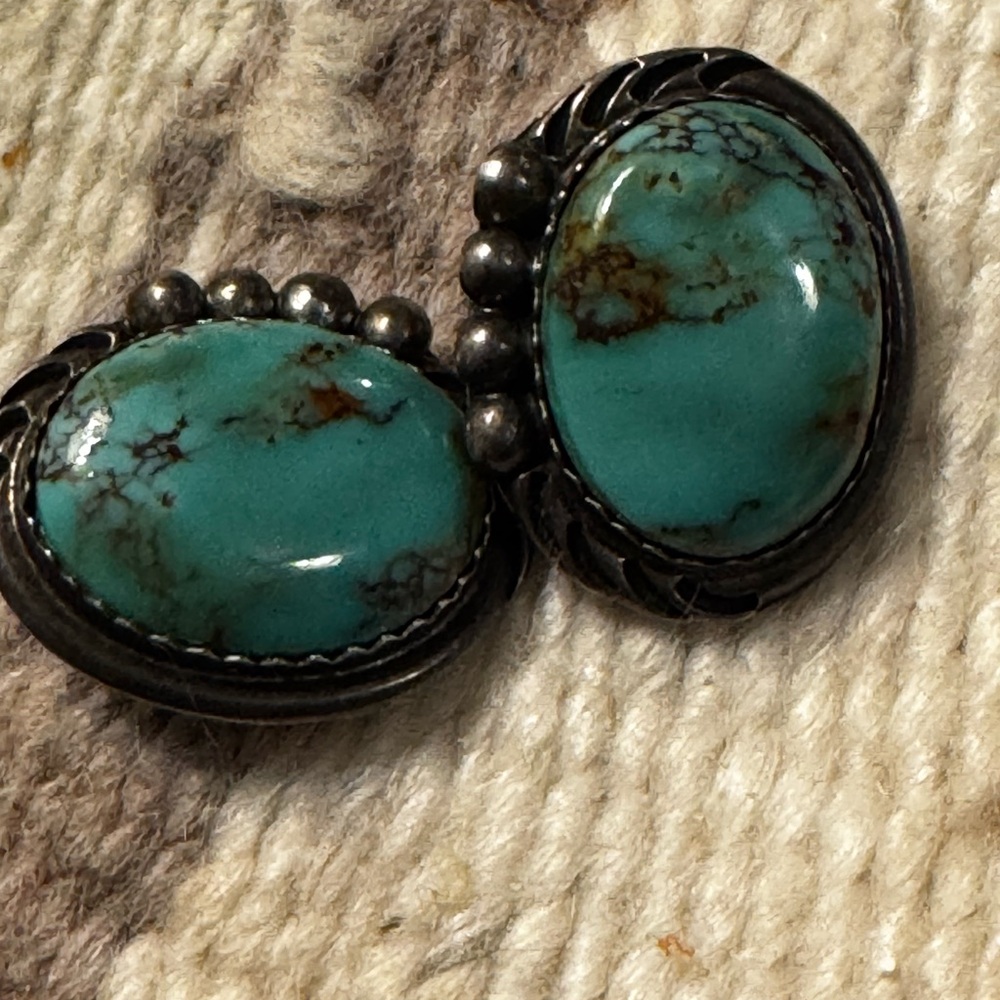 Navajo Silver and turquoise clip on stud earrings